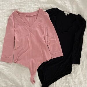 Bundle of 2 Chic & Stylish V-Neck One Piece Bodysuits Gap & Nine Britton